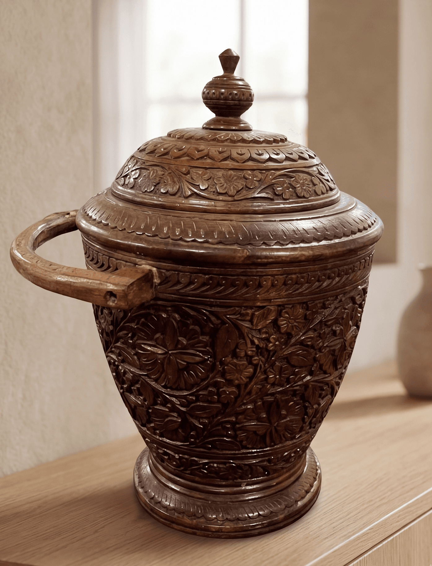 Carved Wooden Basket