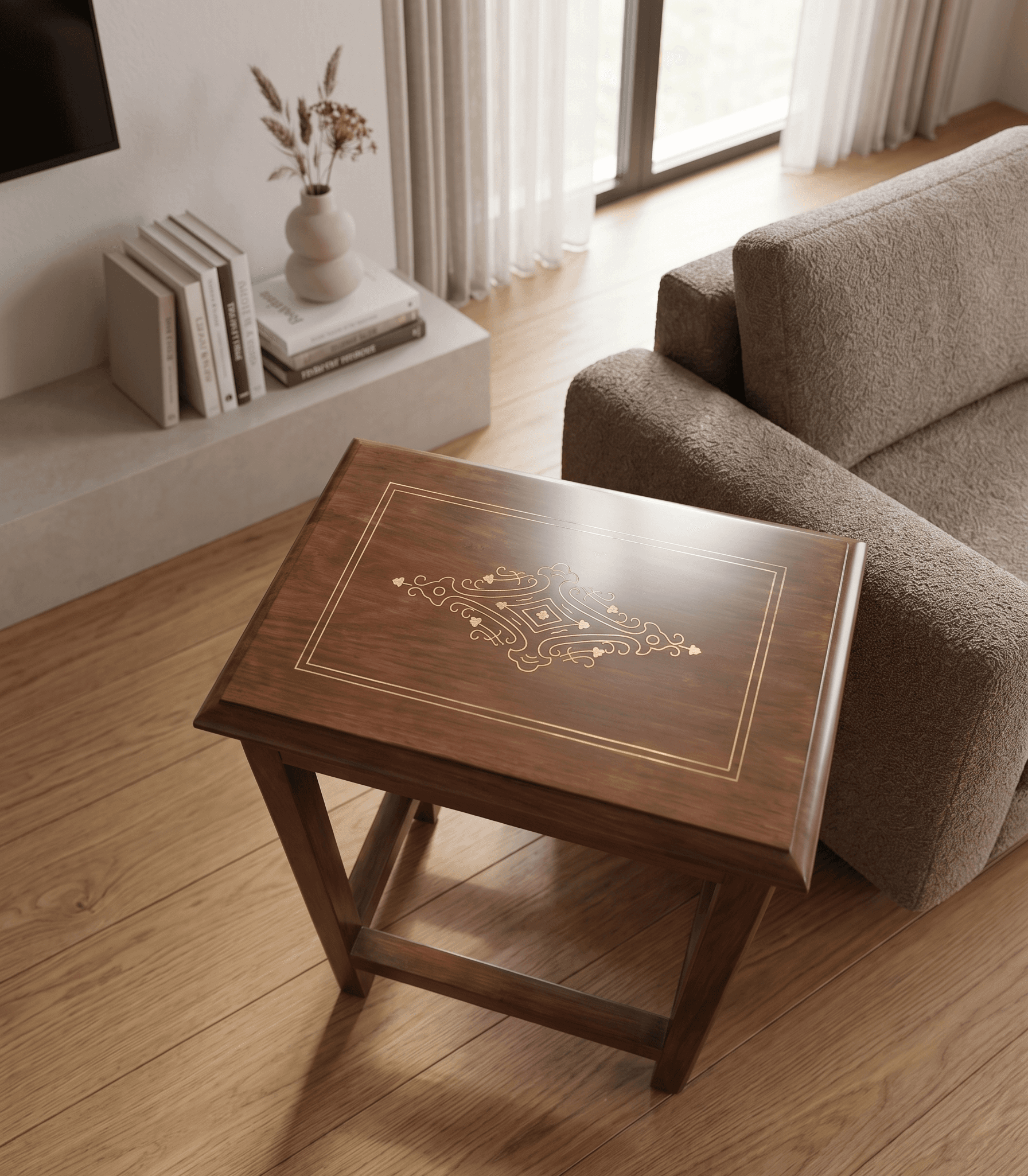 Luxury Solid Wood Nesting Tables Set thumbnail 2